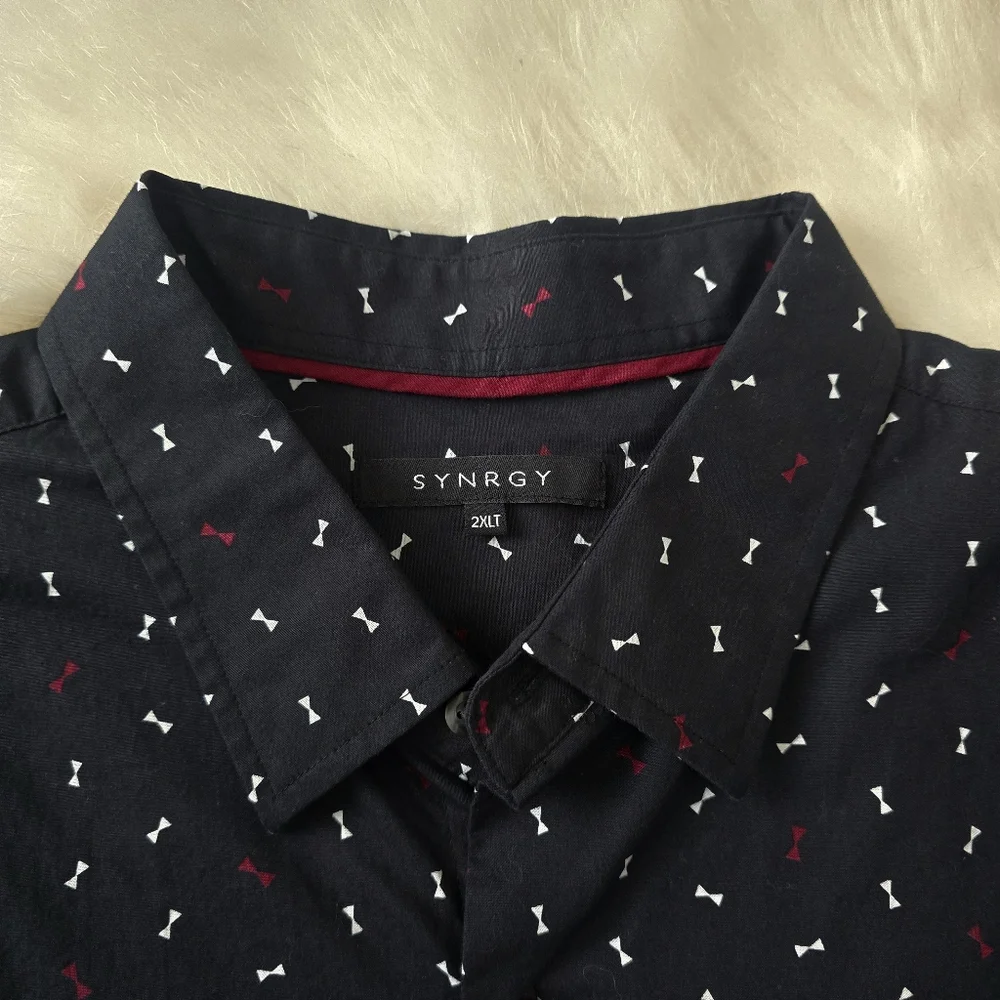 Mens SYNRGY Bow Tie Button Down 2XLT - Picture 2 of 4